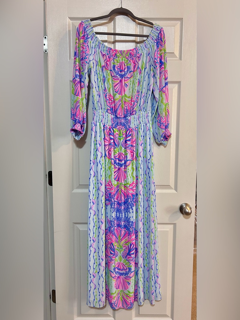 Lilly Pulitzer Pink and Blue Floral Maxi Dress